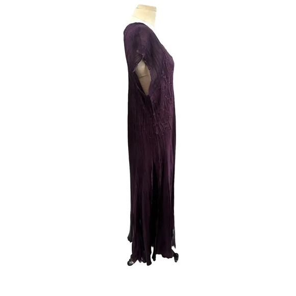 Komarov Purple Crinkle Cap Sleeve Pleat Maxi Dress Plus‎ Size 2X - Picture 5 of 10